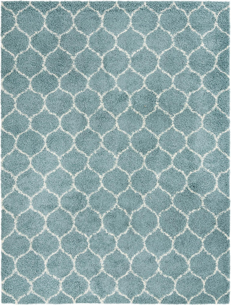 Light Blue 10' 8 x 14' Trellis Shag Rectangle Area Rug Thick Soft Touch Fluffy & Plush Shaggy Pile Geometric Modern Unique Carpet for Home Interior Design for Sale at Rug Engine