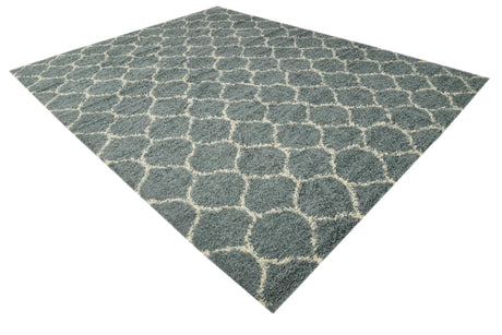 Light Blue 10' x 13' Trellis Shag Rectangle Area Rug Thick Soft Touch Fluffy & Plush Shaggy Pile Geometric Modern Unique Carpet for Home Interior Design for Sale at Rug Engine