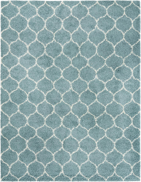 Light Blue 10' x 13' Trellis Shag Rectangle Area Rug Thick Soft Touch Fluffy & Plush Shaggy Pile Geometric Modern Unique Carpet for Home Interior Design for Sale at Rug Engine
