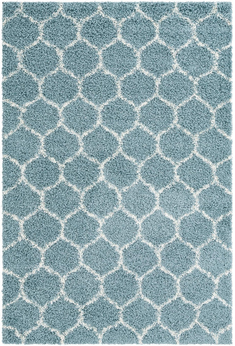Light Blue 6' x 9' Trellis Shag Rectangle Area Rug Thick Soft Touch Fluffy & Plush Shaggy Pile Geometric Modern Unique Carpet for Home Interior Design for Sale at Rug Engine