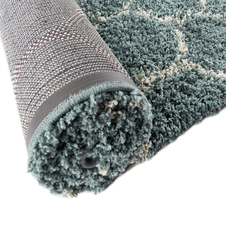 Light Blue 10' x 13' Trellis Shag Rectangle Area Rug Thick Soft Touch Fluffy & Plush Shaggy Pile Geometric Modern Unique Carpet for Home Interior Design for Sale at Rug Engine