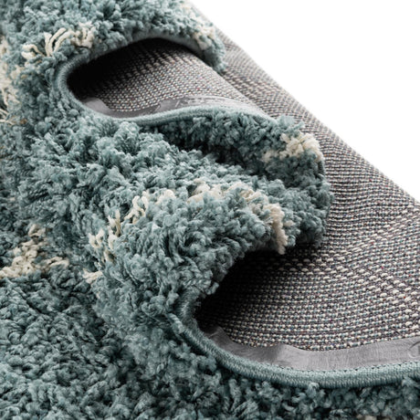 Light Blue 6' x 9' Trellis Shag Rectangle Area Rug Thick Soft Touch Fluffy & Plush Shaggy Pile