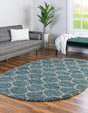 Light Blue 4' x 6' Trellis Shag Oval Area Rug Thick Soft Touch Fluffy & Plush Shaggy Pile