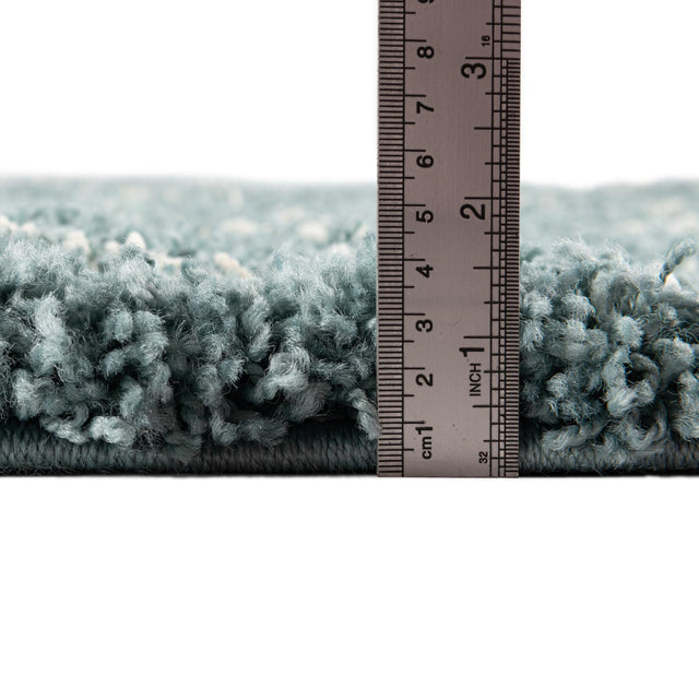 Light Blue 6' x 6' Trellis Shag Round Area Rug Thick Soft Touch Fluffy & Plush Shaggy Pile