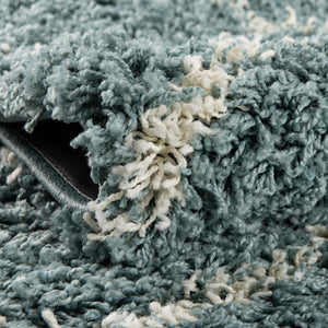 Light Blue 6' x 6' Trellis Shag Round Area Rug Thick Soft Touch Fluffy & Plush Shaggy Pile