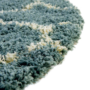 Light Blue 6' x 6' Trellis Shag Round Area Rug Thick Soft Touch Fluffy & Plush Shaggy Pile