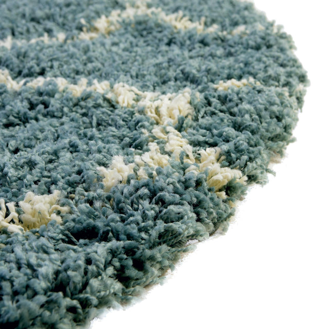 Light Blue 6' x 6' Trellis Shag Round Area Rug Thick Soft Touch Fluffy & Plush Shaggy Pile