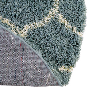 Light Blue 6' x 6' Trellis Shag Round Area Rug Thick Soft Touch Fluffy & Plush Shaggy Pile