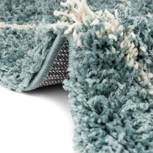 Light Blue 6' x 6' Trellis Shag Round Area Rug Thick Soft Touch Fluffy & Plush Shaggy Pile