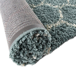 Light Blue 6' x 6' Trellis Shag Round Area Rug Thick Soft Touch Fluffy & Plush Shaggy Pile