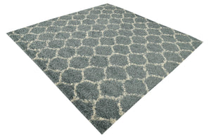 Light Blue 7' 10 x 7' 10 Trellis Shag Square Area Rug Thick Soft Touch Fluffy & Plush Shaggy Pile