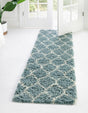 Light Blue 3' 3 x 16' 5 Trellis Shag Runner Area Rug Thick Soft Touch Fluffy & Plush Shaggy Pile