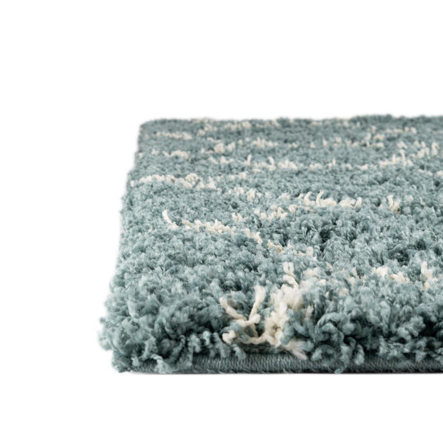 Light Blue 3' 3 x 16' 5 Trellis Shag Runner Area Rug Thick Soft Touch Fluffy & Plush Shaggy Pile