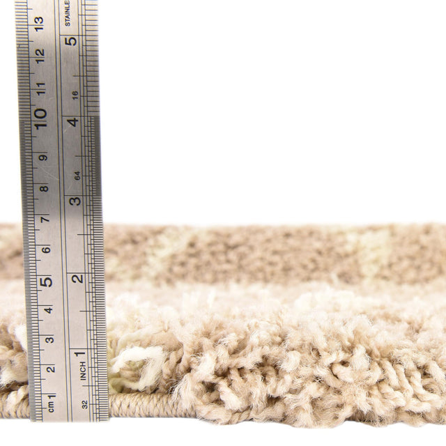 Light Brown 4' x 6' Trellis Shag Rectangle Area Rug Thick Soft Touch Fluffy & Plush Shaggy Pile