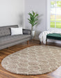 Light Brown 5' 3 x 8' Trellis Shag Oval Area Rug Thick Soft Touch Fluffy & Plush Shaggy Pile