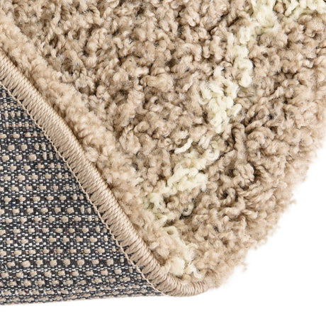 Light Brown 5' 3 x 8' Trellis Shag Oval Area Rug Thick Soft Touch Fluffy & Plush Shaggy Pile Geometric Modern Unique Carpet for Home Interior Design for Sale at Rug Engine