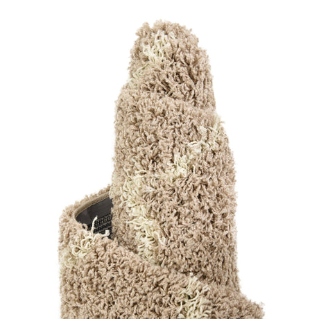Light Brown 3' 3 x 3' 3 Trellis Shag Round Area Rug Thick Soft Touch Fluffy & Plush Shaggy Pile Geometric Modern Unique Carpet for Home Interior Design for Sale at Rug Engine