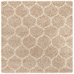 Light Brown 5' 3 x 5' 3 Trellis Shag Square Area Rug Thick Soft Touch Fluffy & Plush Shaggy Pile
