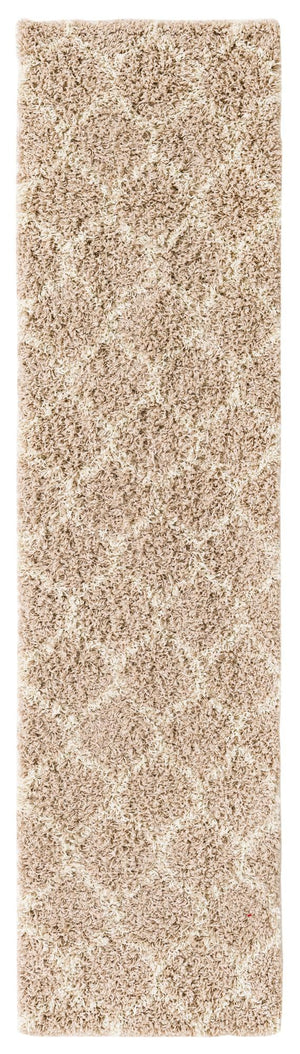 Light Brown 2' x 8' Trellis Shag Runner Area Rug Thick Soft Touch Fluffy & Plush Shaggy Pile