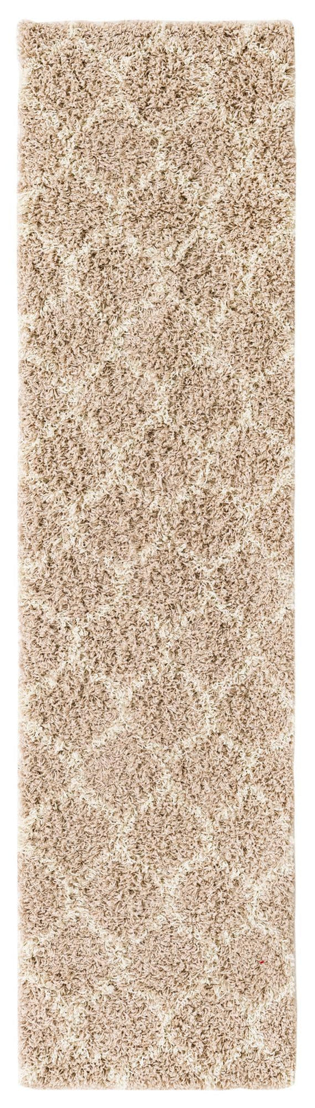 Light Brown 2' x 8' Trellis Shag Runner Area Rug Thick Soft Touch Fluffy & Plush Shaggy Pile Geometric Modern Unique Carpet for Home Interior Design for Sale at Rug Engine