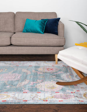 Gray and Blue 9' x 12' Paragon Rectangle Area Rug 100% Polypropylene Colorful Vivid Boho Style Modern Carpet for Unique Interiors for Sale at Rug Engine