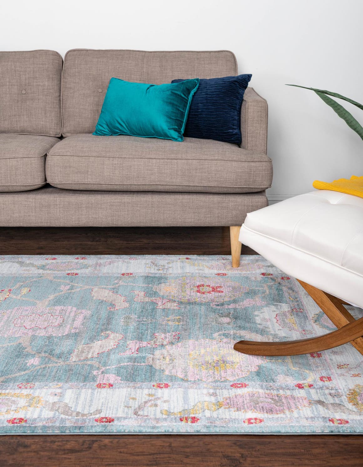 Gray and Blue 5' 5 x 8' Paragon Rectangle Area Rug 100% Polypropylene Colorful Vivid Boho Style Modern Carpet for Unique Interiors for Sale at Rug Engine