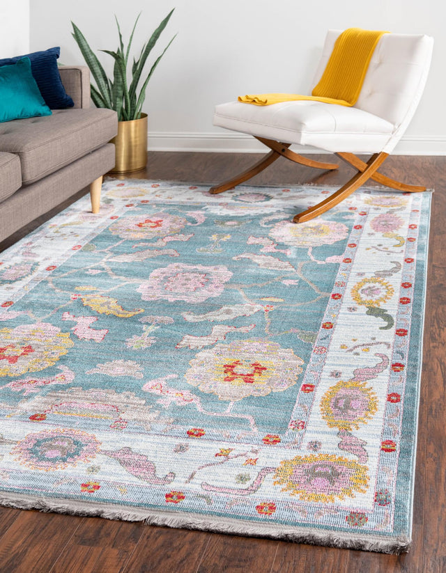 Gray and Blue 6' x 9' Paragon Rectangle Area Rug 100% Polypropylene Colorful Vivid Boho Style Modern Carpet for Unique Interiors for Sale at Rug Engine