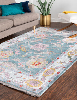 Gray and Blue 6' x 9' Paragon Rectangle Area Rug 100% Polypropylene Colorful Vivid Boho Style Modern Carpet for Unique Interiors for Sale at Rug Engine