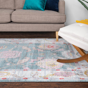 Gray and Blue 10' x 14' Paragon Rectangle Area Rug 100% Polypropylene Colorful Vivid Boho Style Modern Carpet for Unique Interiors for Sale at Rug Engine