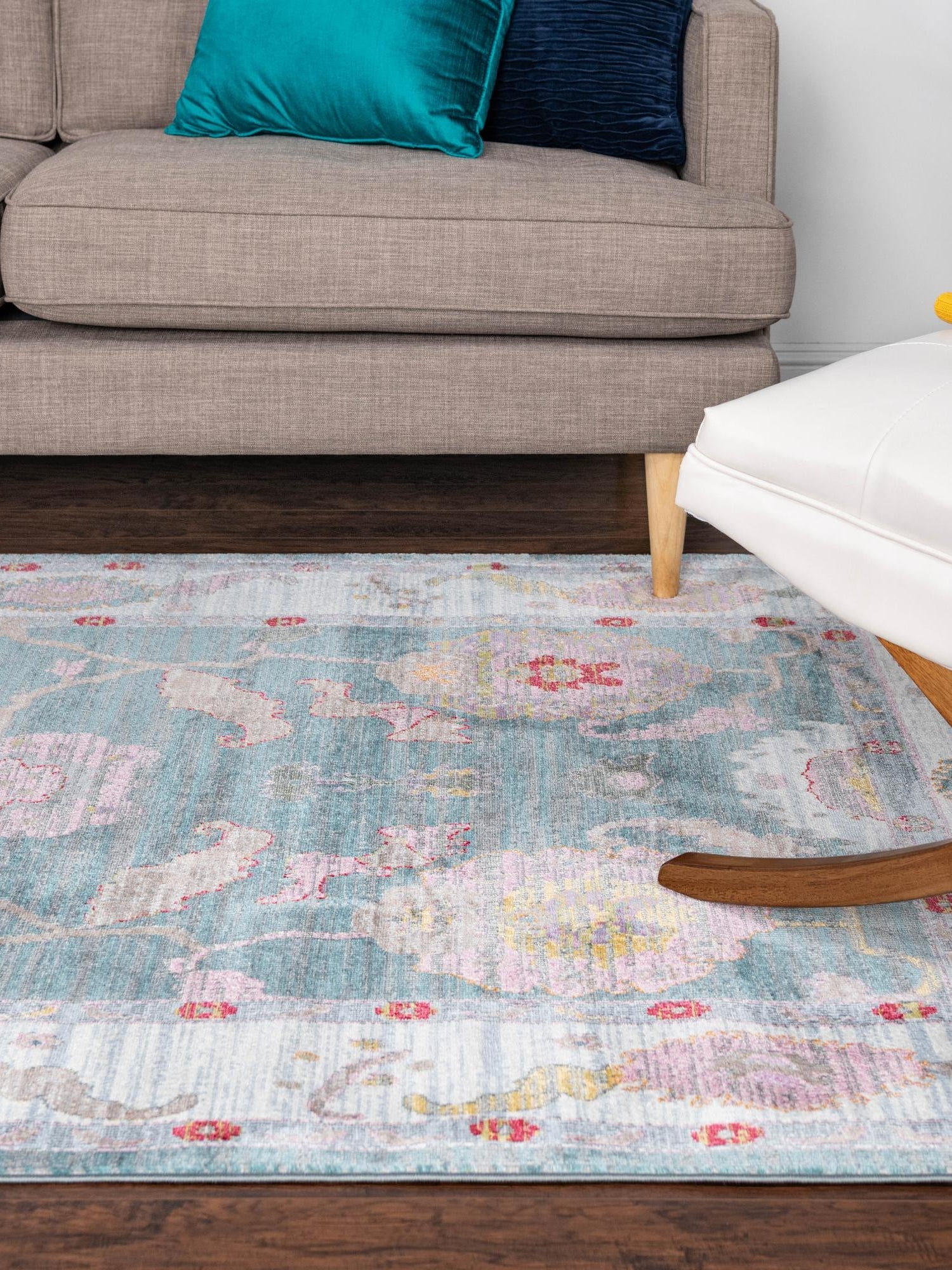 Gray and Blue 8' 2 x 10' Paragon Rectangle Area Rug 100% Polypropylene Colorful Vivid Boho Style Modern Carpet for Unique Interiors for Sale at Rug Engine