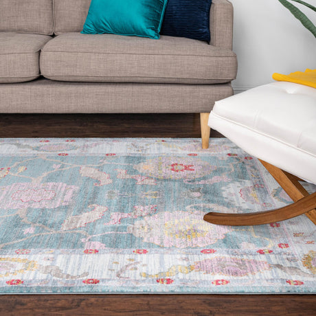 Gray and Blue 8' 2 x 10' Paragon Rectangle Area Rug 100% Polypropylene Colorful Vivid Boho Style Modern Carpet for Unique Interiors for Sale at Rug Engine