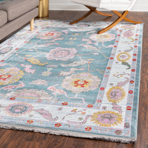 Gray and Blue 6' x 9' Paragon Rectangle Area Rug 100% Polypropylene Colorful Vivid Boho Style Modern Carpet for Unique Interiors for Sale at Rug Engine