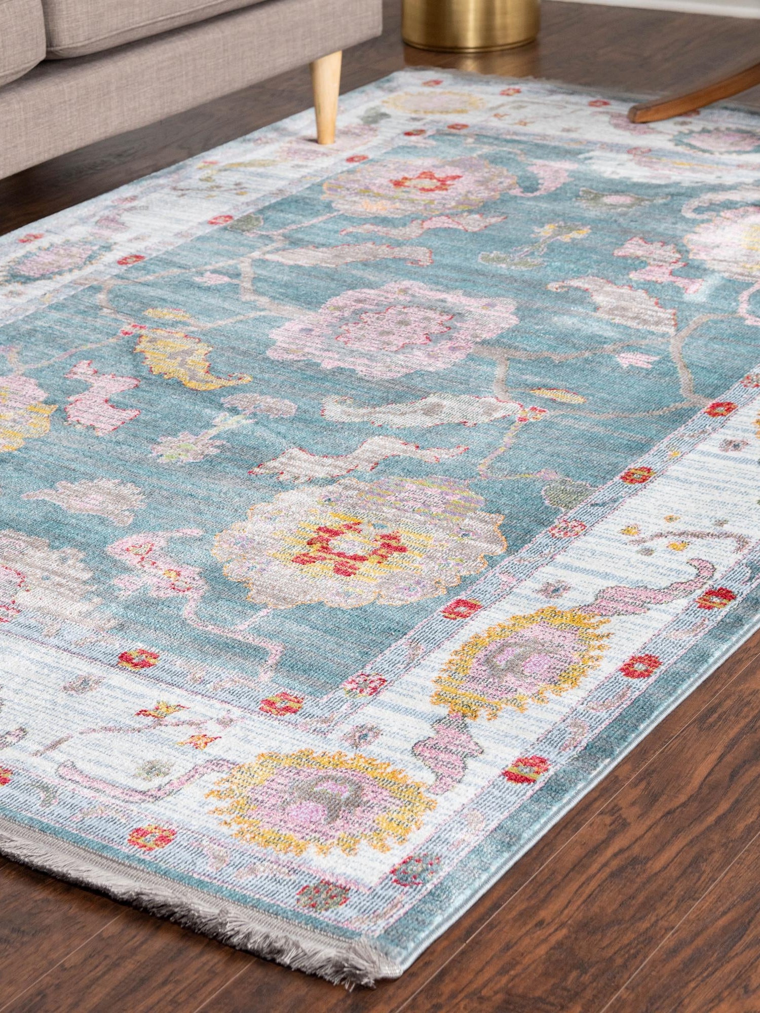 Gray and Blue 6' x 9' Paragon Rectangle Area Rug 100% Polypropylene Colorful Vivid Boho Style Modern Carpet for Unique Interiors for Sale at Rug Engine