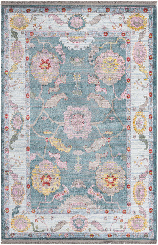 Gray and Blue 5' 5 x 8' Paragon Rectangle Area Rug 100% Polypropylene Colorful Vivid Boho Style Modern Carpet for Unique Interiors for Sale at Rug Engine