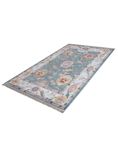 Gray and Blue 4' 3 x 6' Paragon Rectangle Area Rug 100% Polypropylene Colorful Vivid Boho Style Modern Carpet for Unique Interiors for Sale at Rug Engine