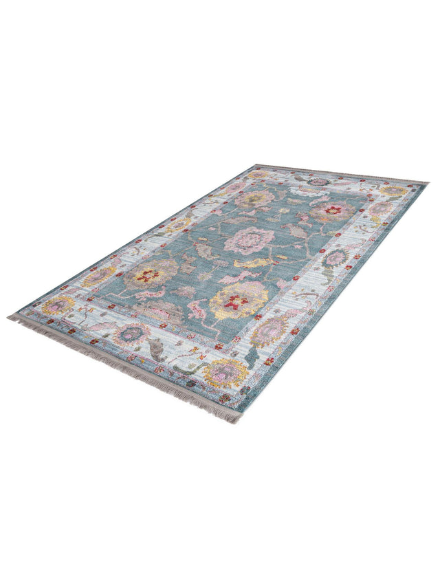 Gray and Blue 4' 3 x 6' Paragon Rectangle Area Rug 100% Polypropylene Colorful Vivid Boho Style Modern Carpet for Unique Interiors for Sale at Rug Engine