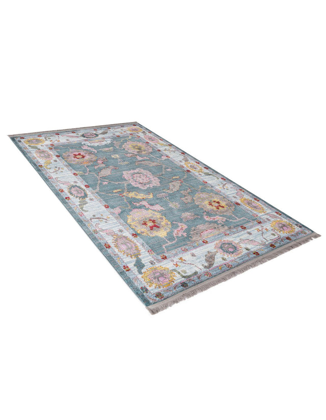 Gray and Blue 4' 3 x 6' Paragon Rectangle Area Rug 100% Polypropylene Colorful Vivid Boho Style Modern Carpet for Unique Interiors for Sale at Rug Engine