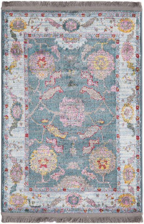 Gray and Blue 2' 2 x 3' Paragon Rectangle Area Rug 100% Polypropylene Colorful Vivid Boho Style Modern Carpet for Unique Interiors for Sale at Rug Engine