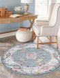 Gray and Blue 8' 2 x 8' 2 Paragon Round Area Rug 100% Polypropylene Colorful Vivid Boho Style Modern Carpet for Unique Interiors for Sale at Rug Engine