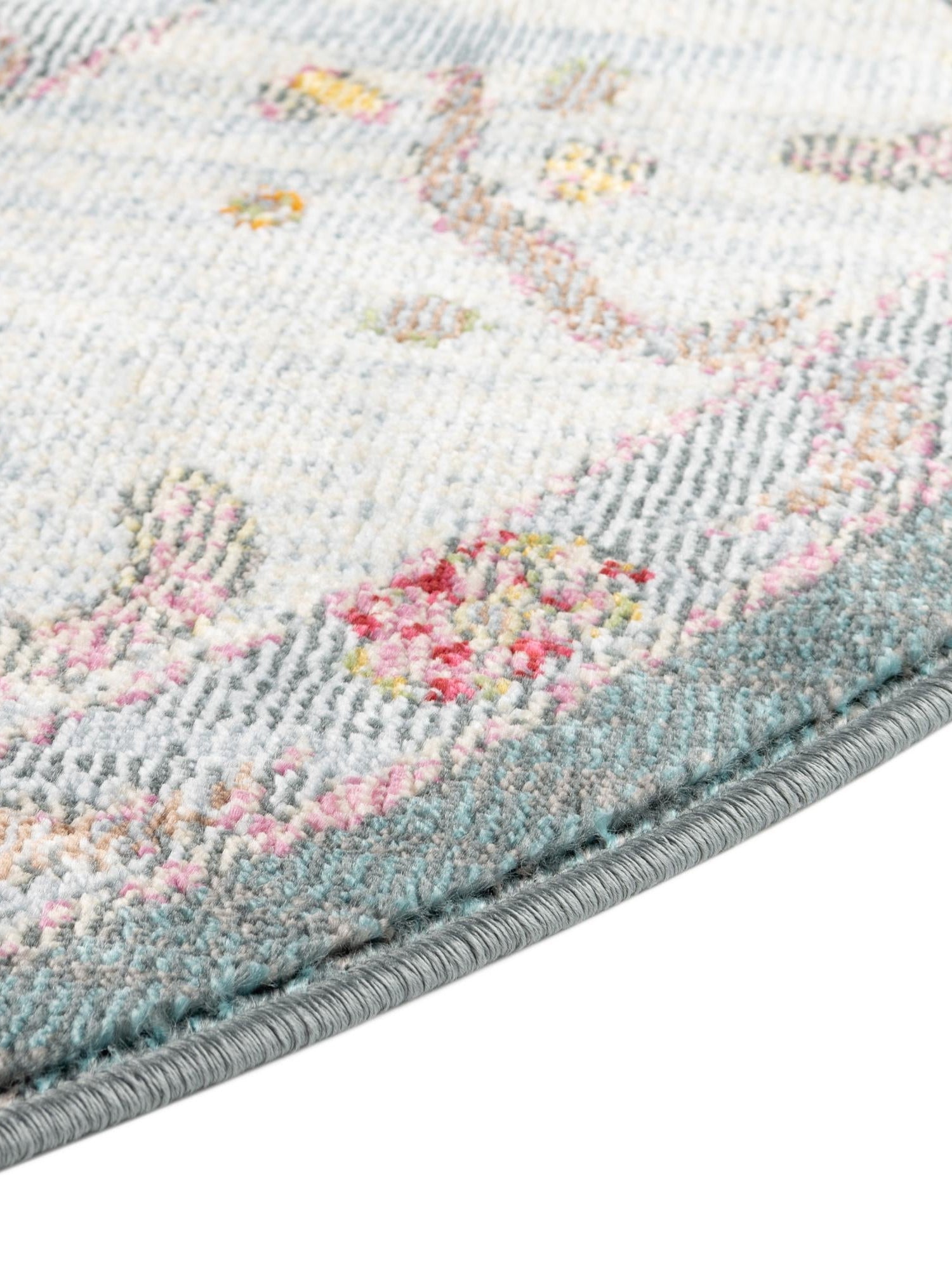 Gray and Blue 3' 3 x 3' 3 Paragon Round Area Rug 100% Polypropylene Colorful Vivid Boho Style Modern Carpet for Unique Interiors for Sale at Rug Engine