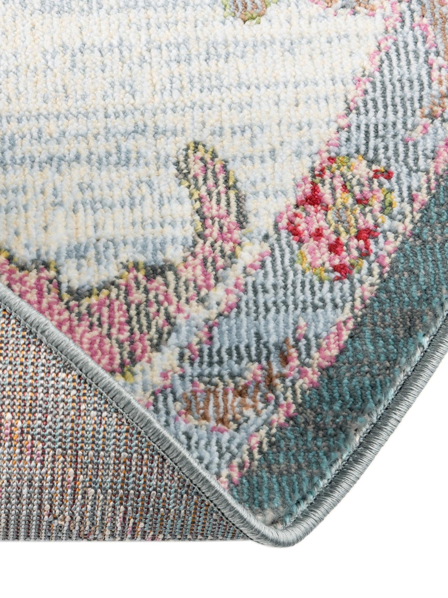 Gray and Blue 8' 2 x 8' 2 Paragon Round Area Rug 100% Polypropylene Colorful Vivid Boho Style Modern Carpet for Unique Interiors for Sale at Rug Engine