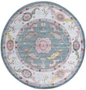 Gray and Blue 8' 2 x 8' 2 Paragon Round Area Rug 100% Polypropylene Colorful Vivid Boho Style Modern Carpet for Unique Interiors for Sale at Rug Engine