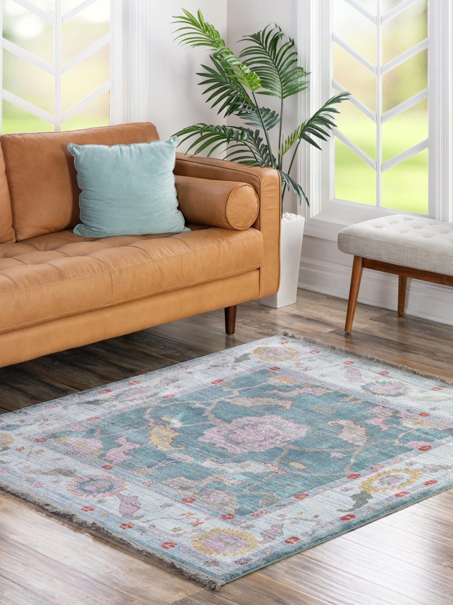 Gray and Blue 8' 2 x 8' 2 Paragon Square Area Rug 100% Polypropylene Colorful Vivid Boho Style Modern Carpet for Unique Interiors for Sale at Rug Engine