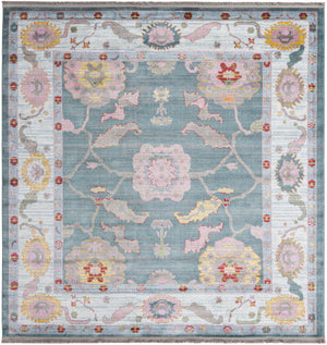 Gray and Blue 8' 2 x 8' 2 Paragon Square Area Rug 100% Polypropylene Colorful Vivid Boho Style Modern Carpet for Unique Interiors for Sale at Rug Engine