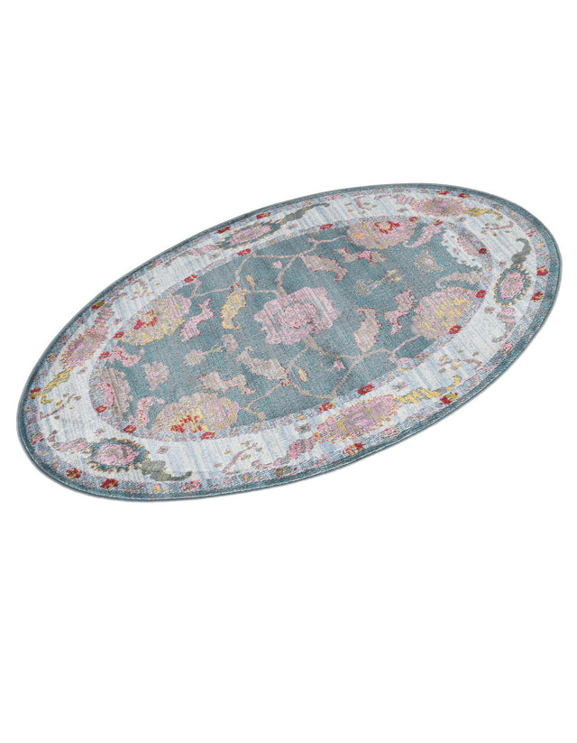 Gray and Blue 3' 3 x 5' 3 Paragon Oval Area Rug 100% Polypropylene Colorful Vivid Boho Style Modern Carpet for Unique Interiors for Sale at Rug Engine