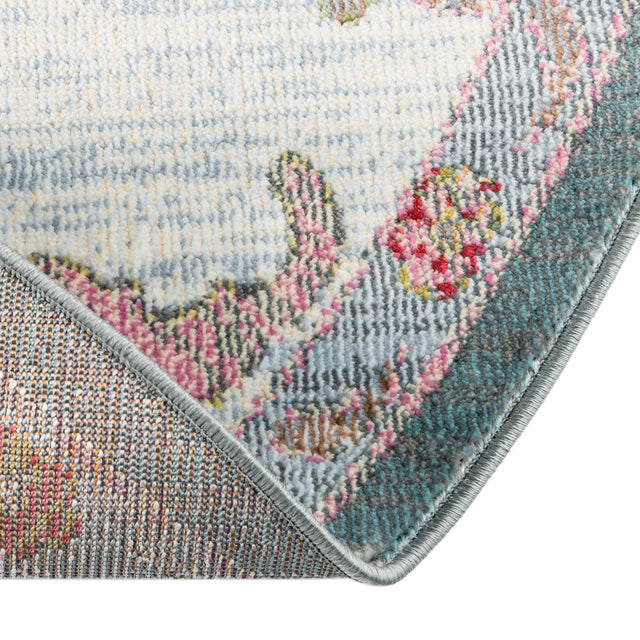 Gray and Blue 5' 5 x 8' Paragon Oval Area Rug 100% Polypropylene Colorful Vivid Boho Style Modern Carpet for Unique Interiors for Sale at Rug Engine