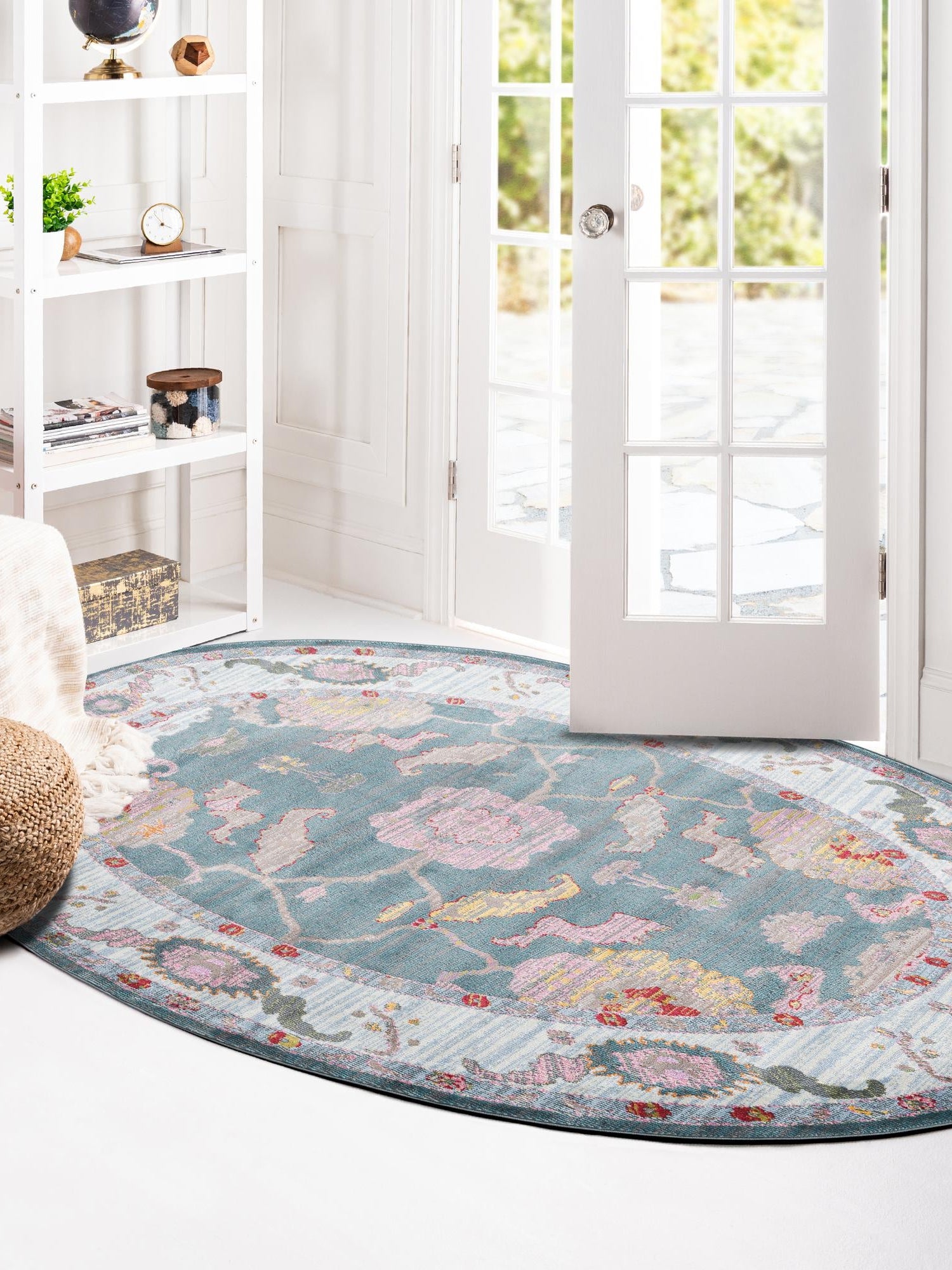 Gray and Blue 3' 3 x 5' 3 Paragon Oval Area Rug 100% Polypropylene Colorful Vivid Boho Style Modern Carpet for Unique Interiors for Sale at Rug Engine