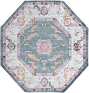 Gray and Blue 8' 2 x 8' 2 Paragon Octagon Area Rug 100% Polypropylene Colorful Vivid Boho Style Modern Carpet for Unique Interiors for Sale at Rug Engine
