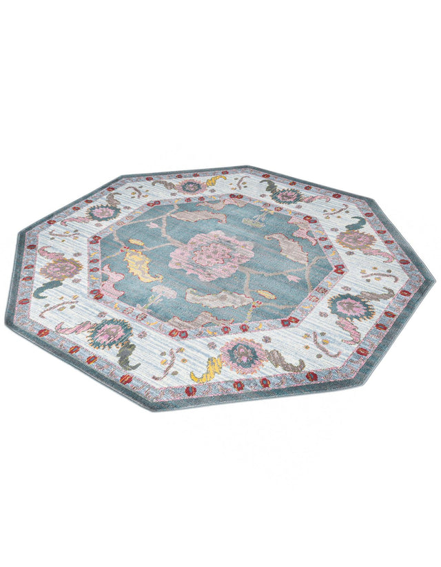 Gray and Blue 6' x 6' Paragon Octagon Area Rug 100% Polypropylene Colorful Vivid Boho Style Modern Carpet for Unique Interiors for Sale at Rug Engine