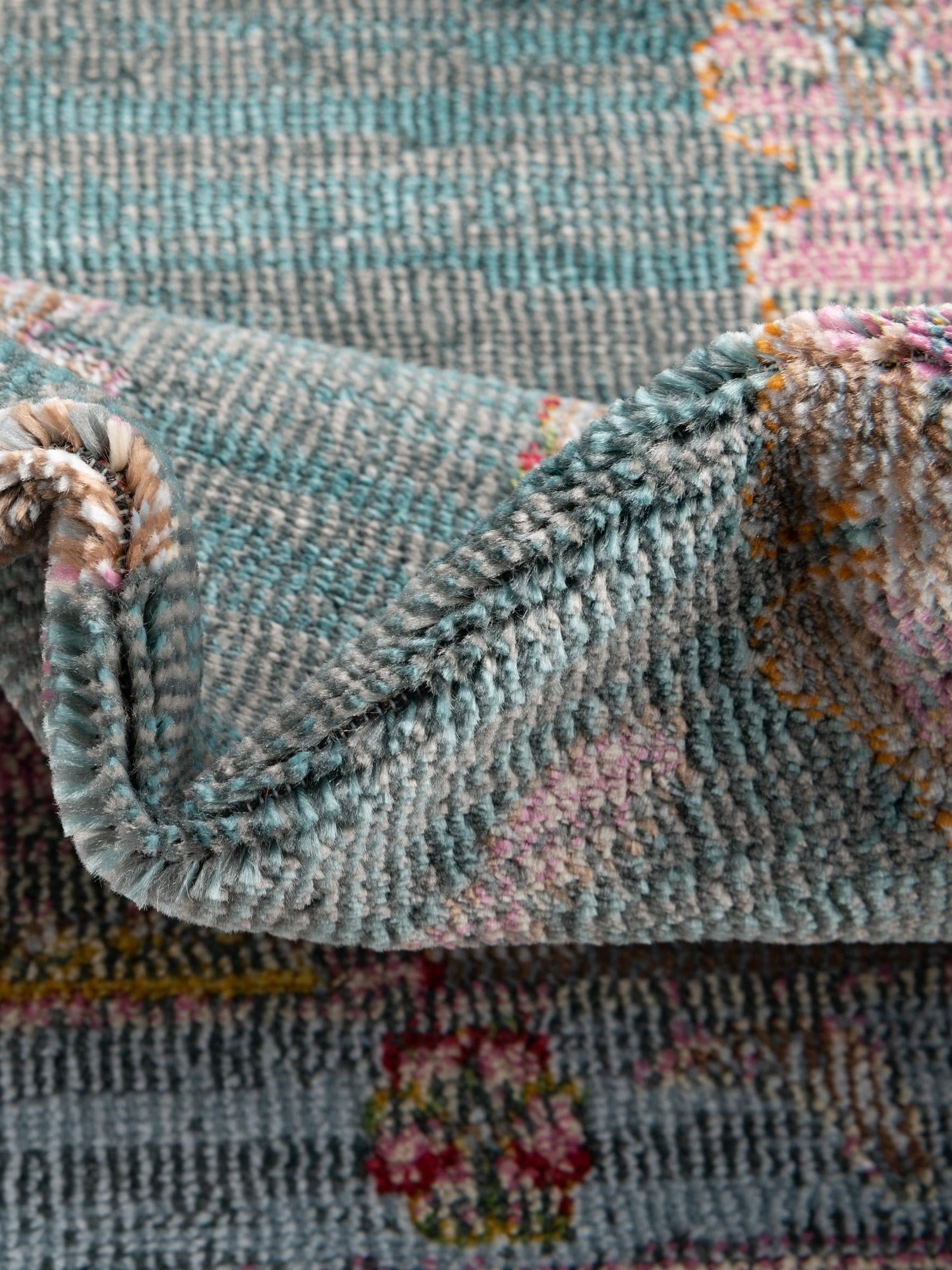 Gray and Blue 4' x 4' Paragon Octagon Area Rug 100% Polypropylene Colorful Vivid Boho Style Modern Carpet for Unique Interiors for Sale at Rug Engine